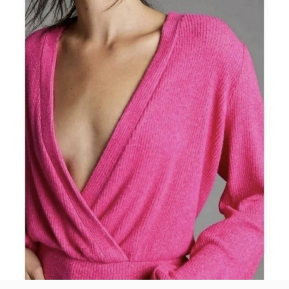 Anthropologie Amadi Rocio Faux Wrap Top Sz.XS NWT Grey - Picture 9 of 10